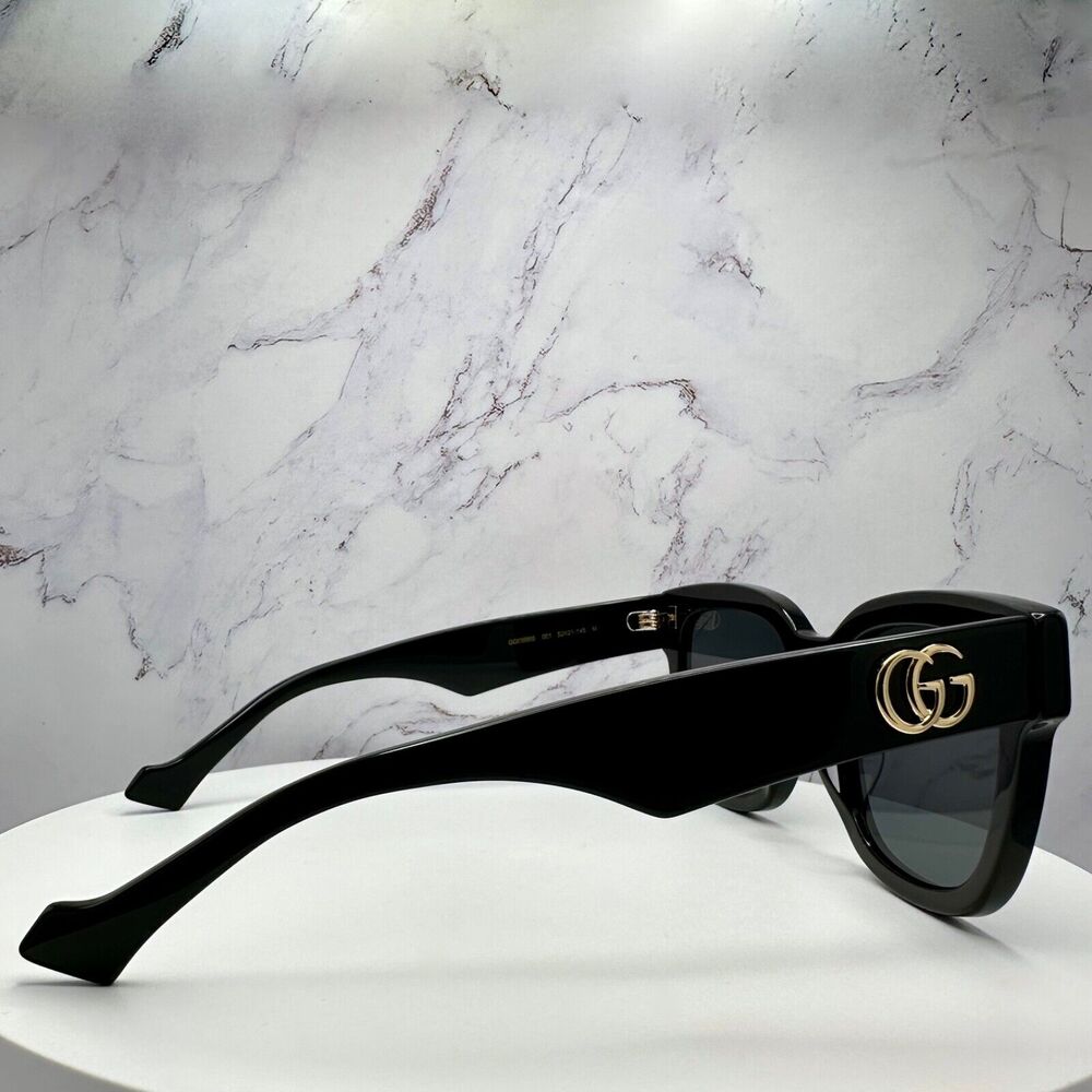New Gucci Sunglasses Black Gold Square - Picture 10 of 16